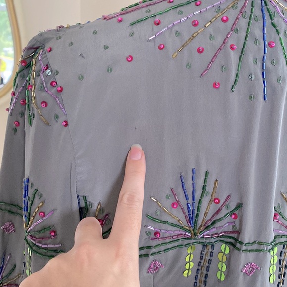Gorgeous Vintage silk sequin beaded cropped jacket XS S - Picture 6 of 7